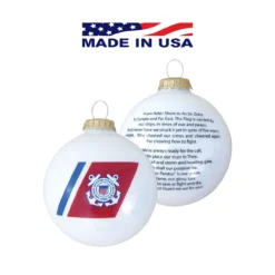 Matte White And Red US Coast Guard Logo And Hymn Glass Christmas Ball Ornament 3.25" (80mm) -Christmas Trees Shop dcki kbx74960 3 85767.1667561575