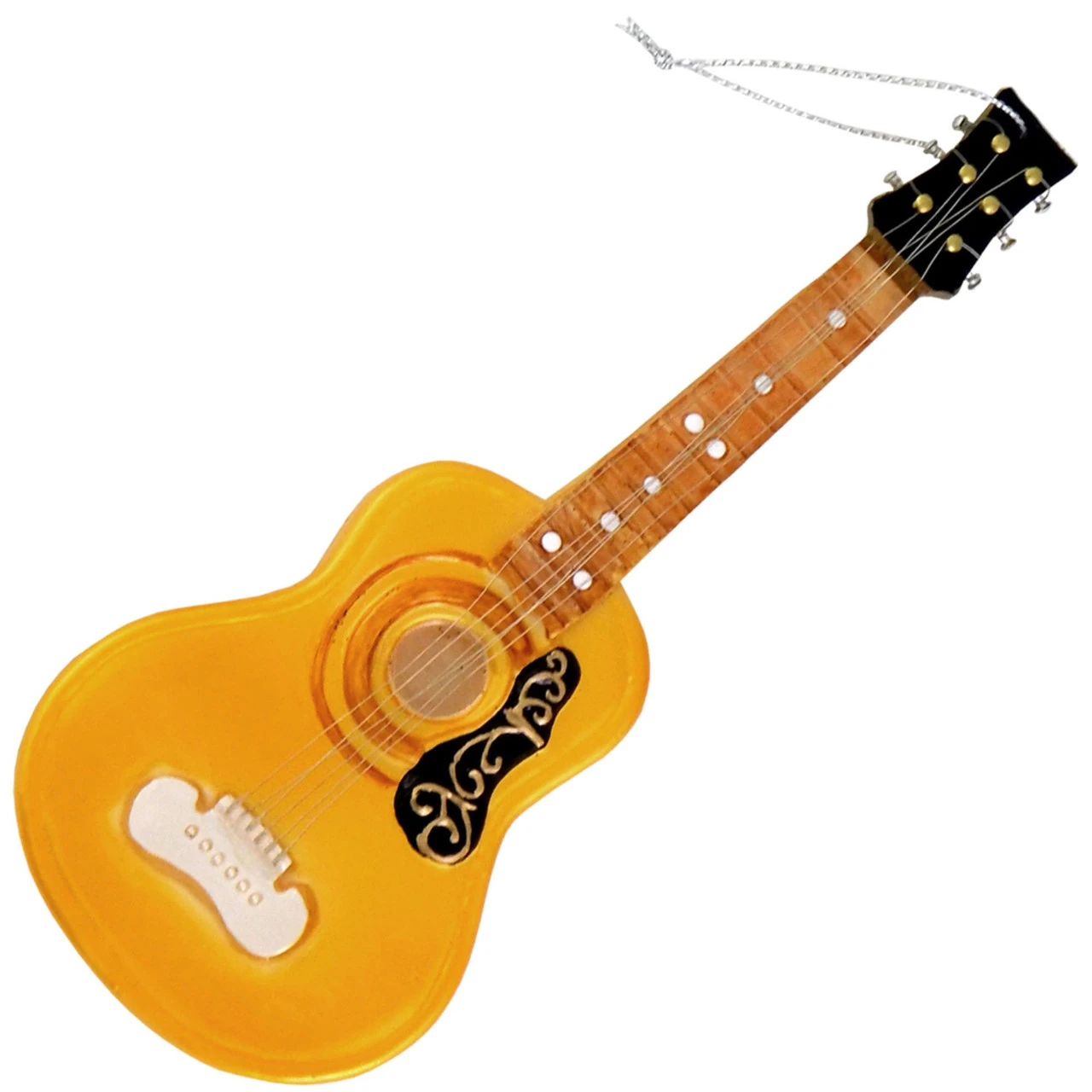 3.75" Yellow And Black Acoustic Guitar Figurine Christmas Ornament 1 3.75" Yellow And Black Acoustic Guitar Figurine Christmas Ornament