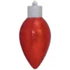 12" Red And Silver Shatterproof Glitter C9 Light Bulb Christmas Ornament
