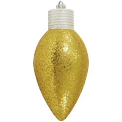 12" Gold And Silver Shatterproof Glitter C9 Light Bulb Christmas Ornament
