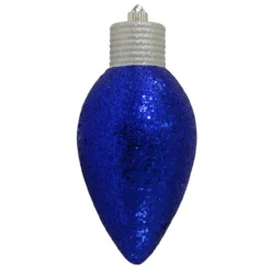 12" Navy Blue Shatterproof Glitter C9 Light Bulb Christmas Ornament