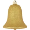 7" Gold Shatterproof Glitter Christmas Bell Ornament