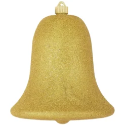 9" Gold Shatterproof Glitter Christmas Bell Ornament