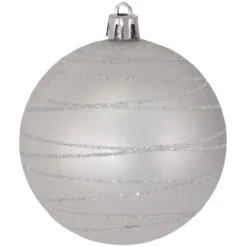 4ct Dove Gray And Silver Tangles Shatterproof Matte Christmas Ball Ornaments 3.25" (80mm)