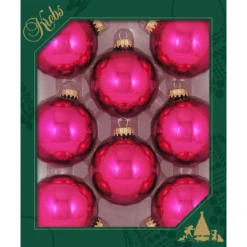 8ct Cabernet Pink Shiny Christmas Ball Ornaments 2.5" (67mm)