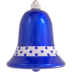 7" Candy Blue And White Shatterproof Christmas Bell Ornament