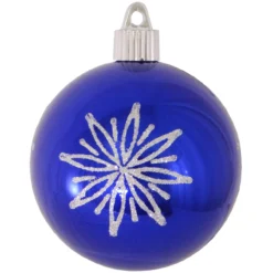4ct Azure Blue And Silver Shatterproof Starbursts Shiny Christmas Ball Ornaments 3.25" (80mm)
