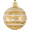 4ct Gold And White Striped Shatterproof Shiny Christmas Ball Ornaments 3.25" (80mm)
