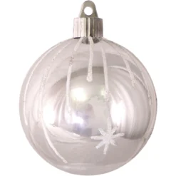 4ct Silver And White Shooting Stars Shatterproof Shiny Christmas Ball Ornaments 3.25" (80mm)