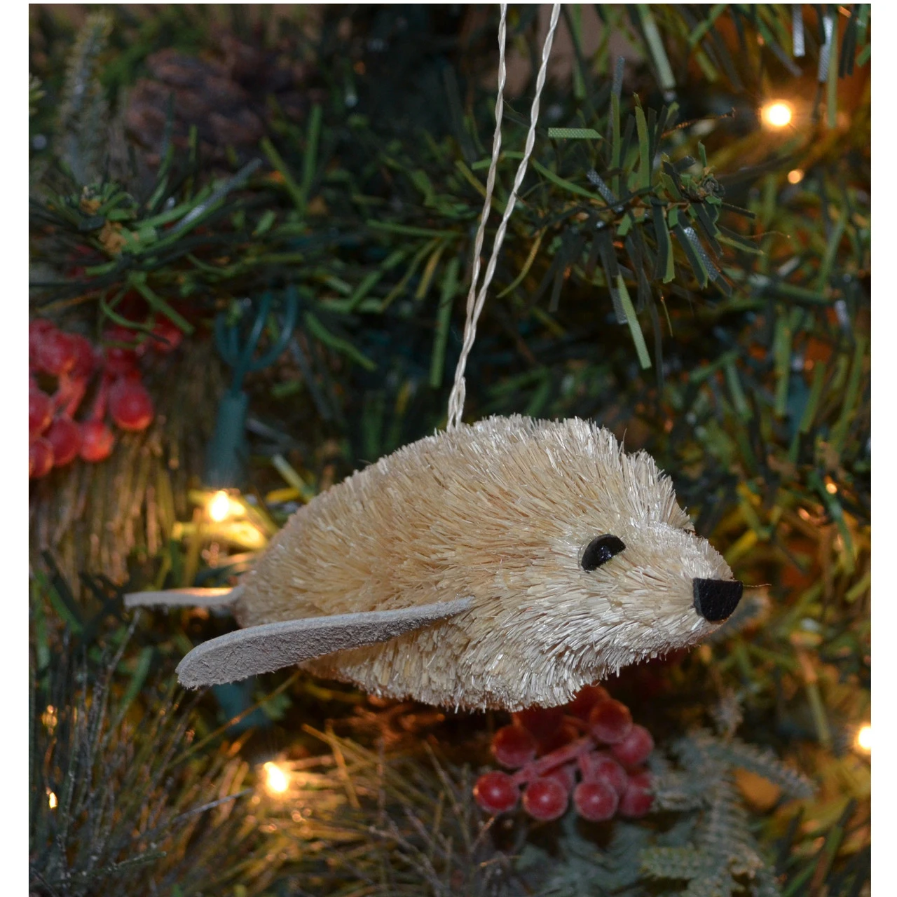 3.5” White Whimsical Bristle Brush Handcrafted Seal Pup Hanging Ornament 2 3.5” White Whimsical Bristle Brush Handcrafted Seal Pup Hanging Ornament - Image 2