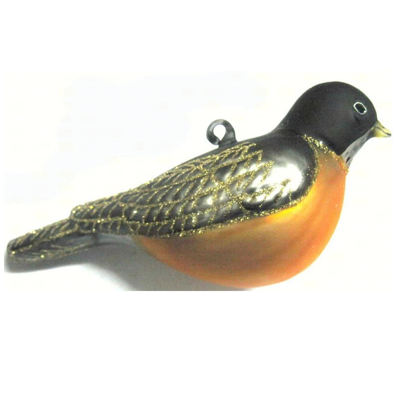 4.75” Black And Yellow Robin Bird Hand Blown Glass Hanging Figurine Ornament 1 4.75” Black And Yellow Robin Bird Hand Blown Glass Hanging Figurine Ornament