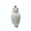 4.5" White Snowy Owl Hand Blown Glass Hanging Figurine Ornament
