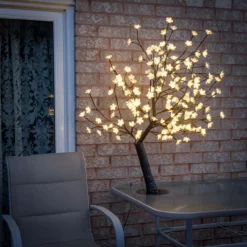 47.25" White And Black Outdoor Cherry Blossom Tree With Floral Lights -Christmas Trees Shop dhine 39049 ww 5 04333.1667621680