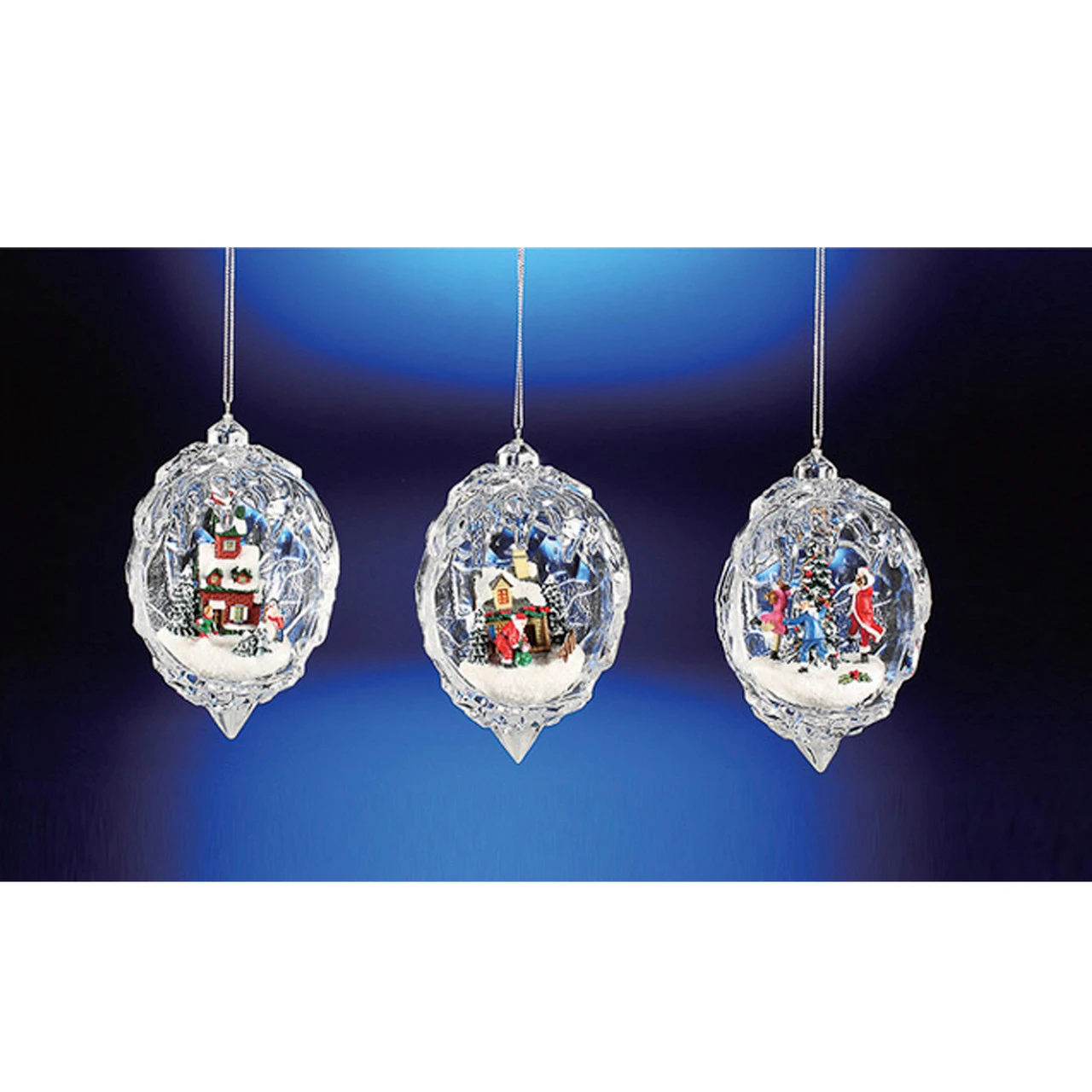 Club Pack Of 12 Icy Crystal Egg Shaped Christmas Scene Ornaments 4.5" 1 Club Pack Of 12 Icy Crystal Egg Shaped Christmas Scene Ornaments 4.5"