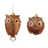 8ct Amber Diamond Cut Owl Ornaments 4.5"