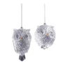 16ct Clear Diamond Cut LED Owl Ornaments 4.5"
