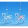 Set Of 8 Clear And Blue Carousel Horse Hanging Christmas Ornaments 9"
