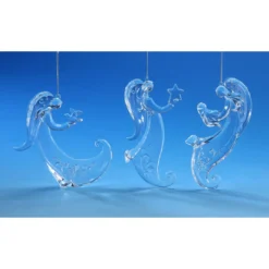 Pack Of 6 Clear Curled Angel Hanging Christmas Ornament 12.75"