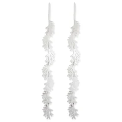 Set Of 2 White Hanging Foam Garland Leaves 51"