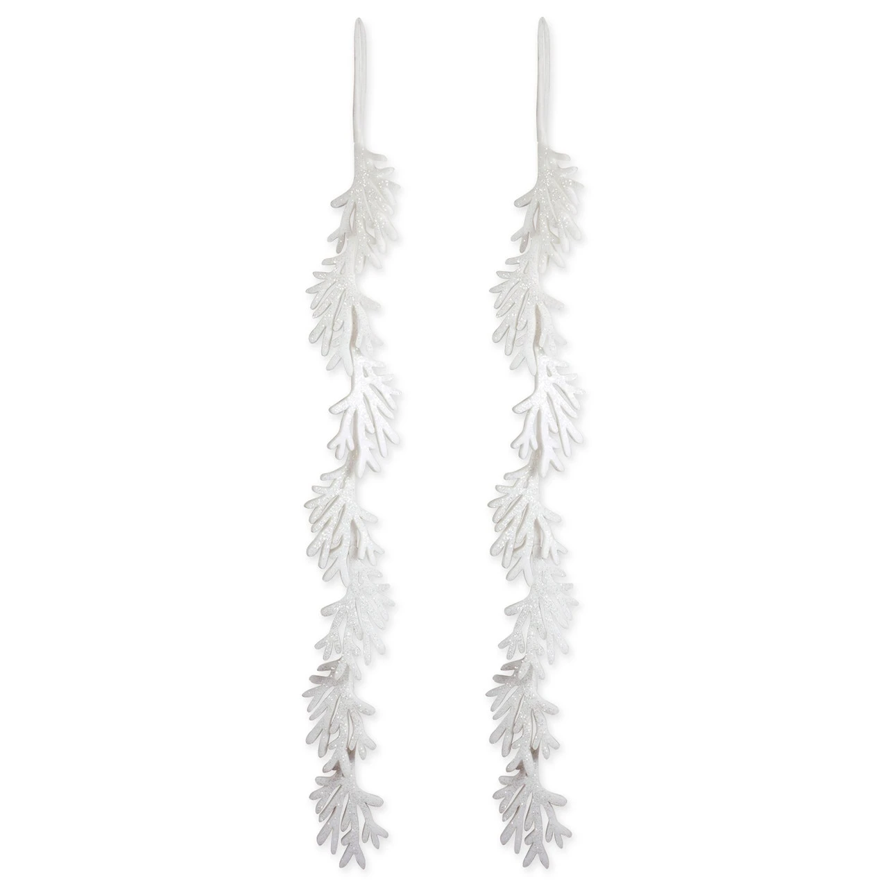 Set Of 2 White Hanging Foam Garland Leaves 51" 1 Set Of 2 White Hanging Foam Garland Leaves 51"