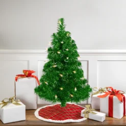 2' Pre-Lit Paradise Lime Green Tinsel Pine Artificial Christmas Tree - Clear Lights