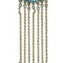 7.5" Gold And Turquoise Green Rhinestone Embellished Medallion Christmas Ornament