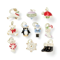 Set Of 10 Colorful With Gold-Plated Lining Stylish Joyful Christmas Ornament 4.50"