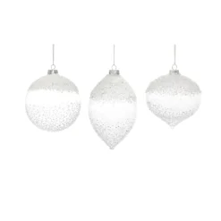 Set Of 6 Silver Colored Glittery Finish Christmas Ornaments 7"