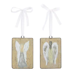 12ct White And Brown Angel Ornaments 6.75"