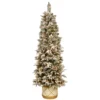 6' Pre-Lit Slim Frosted Colonial Artificial Half Wall Christmas Tree - Clear Lights