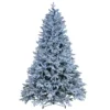 7.5' Pre-Lit Snowy Hamilton Spruce Artificial Christmas Tree, Cool White LED Lights