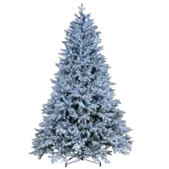 7.5' Pre-Lit Snowy Hamilton Spruce Artificial Christmas Tree, Cool White LED Lights