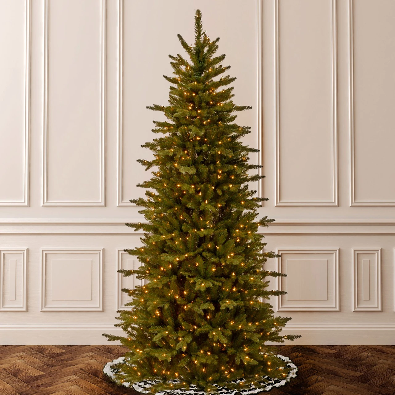 7.5’ Pre-Lit Sierra Spruce Slim Artificial Christmas Tree – Clear Lights 2 7.5’ Pre-Lit Sierra Spruce Slim Artificial Christmas Tree – Clear Lights - Image 2