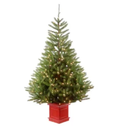 6' Pre-Lit Potted Topeka Spruce Entrance Medium Artificial Christmas Tree – Clear Lights