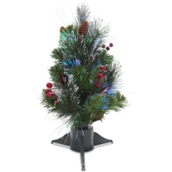 18" Pre-Lit Crestwood Spruce Battery Operated Full Artificial Christmas Tree – Multicolor LED Lights