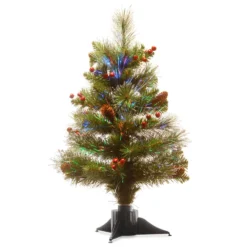 20" Pre-Lit Crestwood Spruce Battery Operated Full Artificial Christmas Tree – Multicolor LED Lights