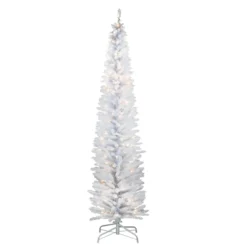 7' Pre-Lit White Iridescent Tinsel Artificial Christmas Tree - Clear Lights