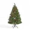 4.5' Pre-Lit Full Mixed Spruce Artificial Christmas Tree With Frosted Branches - Multicolor Lights