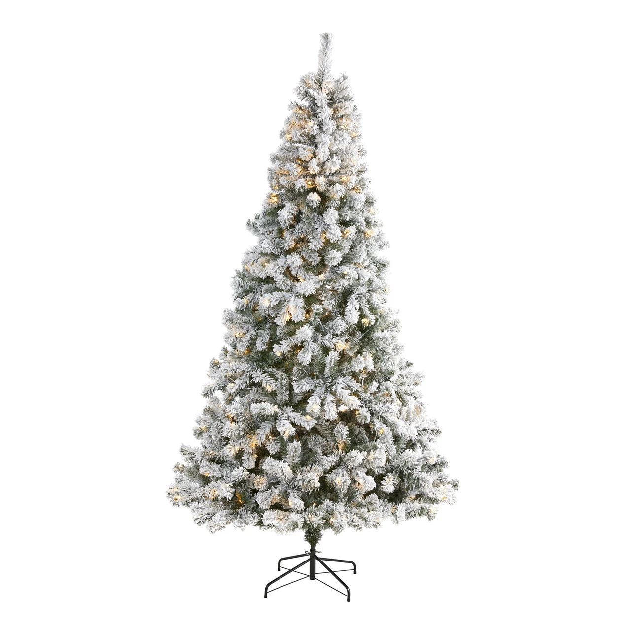 8’ Pre-Lit Flocked Fir Artificial Christmas Tree, Clear LED Lights 1 8’ Pre-Lit Flocked Fir Artificial Christmas Tree, Clear LED Lights