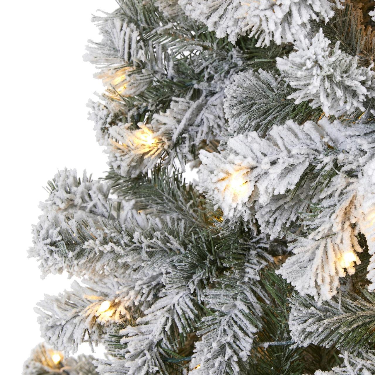 8’ Pre-Lit Flocked Fir Artificial Christmas Tree, Clear LED Lights 3 8’ Pre-Lit Flocked Fir Artificial Christmas Tree, Clear LED Lights - Image 3