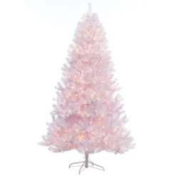 7.5’ X 54” Pre-Lit Full Northern Fir White Artificial Christmas Tree - Clear Lights