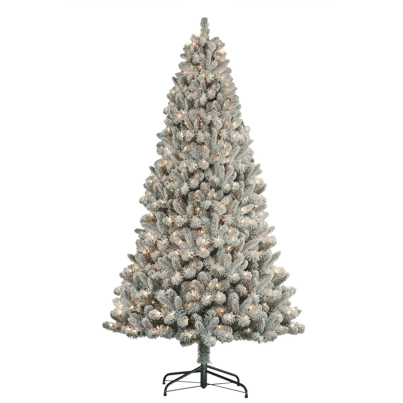 7.5' Pre-Lit Flocked Virginia Pine Artificial Christmas Tree, Clear Lights 1 7.5' Pre-Lit Flocked Virginia Pine Artificial Christmas Tree, Clear Lights