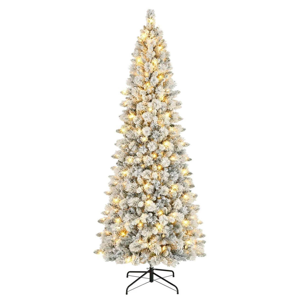 9' Pre-Lit Flocked Alberta Spruce Artificial Christmas Tree, Warm White LED Lights 1 9' Pre-Lit Flocked Alberta Spruce Artificial Christmas Tree, Warm White LED Lights