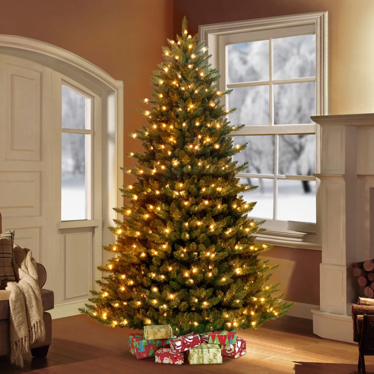 7.5' Pre-lit Cascade Pine Artificial Christmas Tree - Clear Lights 2 7.5' Pre-lit Cascade Pine Artificial Christmas Tree - Clear Lights - Image 2