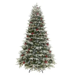 6.5' Pre-lit Flocked Halifax Fir Artificial Christmas Tree, Clear Lights