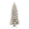 7.5' Pre-lit Flocked Northern Fir Medium Artificial Christmas Tree, Clear Lights