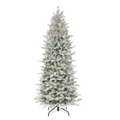 7.5' Pre-lit Flocked Northern Fir Medium Artificial Christmas Tree, Color Select LED Lights -Christmas Trees Shop dpul nnfsl 75f5ld4 4 38404.1688428877