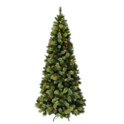 7.5' Pre-Lit Slim Pine Artificial Christmas Tree With Cashmere Tips And Clear Incandescent Lights