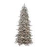 6.5' Pre-lit Flocked Slim Royal Majestic Douglas Fir Downswept Artificial Christmas Tree, Clear Lights