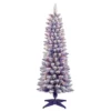 4.5' Pre-Lit Pencil Flocked Purple Artificial Christmas Tree, Clear Lights